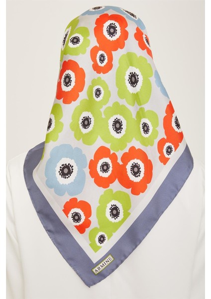 Çiçek Desenli Twill İpek Eşarp 24Ya9106 54 54 fırsatları