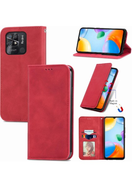 Redmi 10C Flip Kapak Için Basit Iş Deri Kılıf Cüzdan (Yurt Dışından)