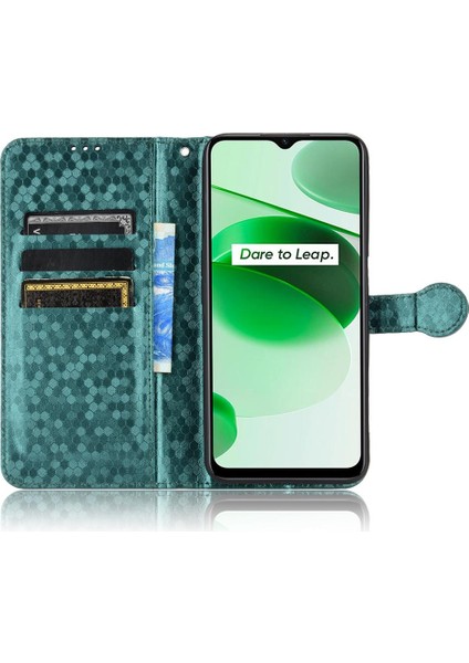 Realme C35 Manyetik Toka Deri Cüzdan Kapak Için Kılıf Geometrik Desen (Yurt Dışından) modelleri