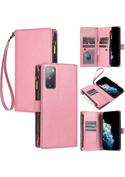 Samsung Galaxy S20 Fe Kart Yuvaları Için Kılıf Pu Deri Cüzdan Fermuar Folio (Yurt Dışından)