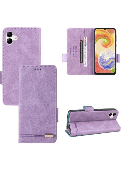 Kart Tutucu Kickstand Deri Folio ile Samsung Galaxy A04 4g Için Kılıf (Yurt Dışından)