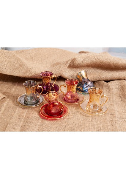 Monalisa Kulplu Çay Bardağı 6 Renk