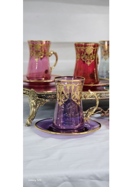 Monalisa Kulplu Çay Bardağı 6 Renk modelleri