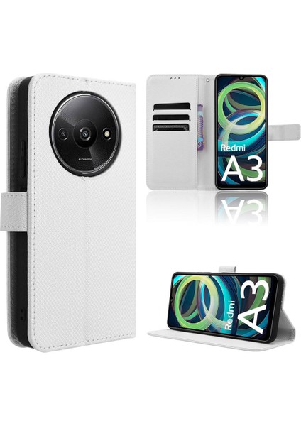 Xiaomi Redmi A3 Kart Tutucu Kapak Için Kılıf Kickstand Manyetik Cüzdan (Yurt Dışından)