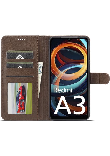 Xiaomi Redmi A3 Kart Yuvaları Cüzdan Tutucu ile Buzağı Doku Flip (Yurt Dışından)