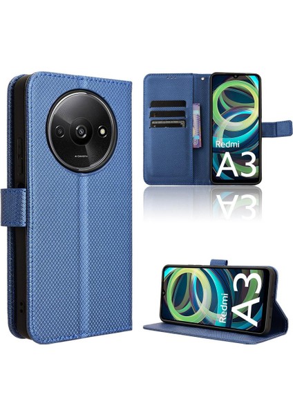 Xiaomi Redmi A3 Kart Tutucu Kapak Için Kılıf Kickstand Manyetik Cüzdan (Yurt Dışından)