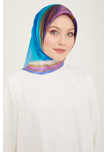 Geometrik Desenli Twill İpek Eşarp 24Ya9113 27