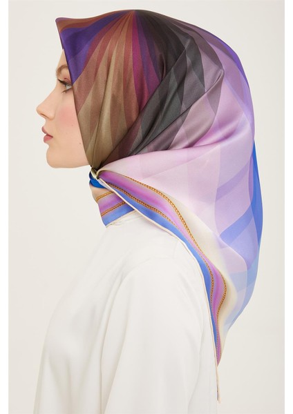 Geometrik Desenli Twill İpek Eşarp 24Ya9113 27 modelleri
