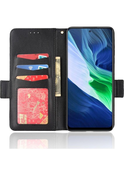 Infinix Not 10 Pro Cüzdan Kart Yuvaları Için Kılıf Tutucu Pu Deri Manyetik (Yurt Dışından)