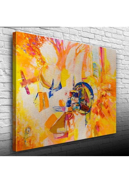 Soyut, Sarı Tonlarda Ormanda Kamp, Kanvas Tablo 50 x 70