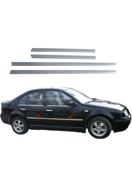 Alminox Oto Volkswagen Bora Krom Kapı Çıtası 1998-2004 4prç Paslanmaz Çelik