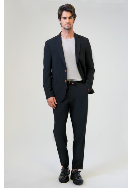 Siyah Slim Fit Mono Yaka Ceket