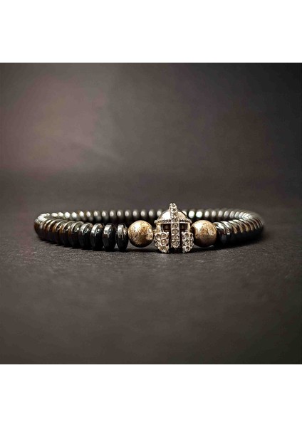 Hematit Kask Figürlü Doğal Taş Bileklik -2