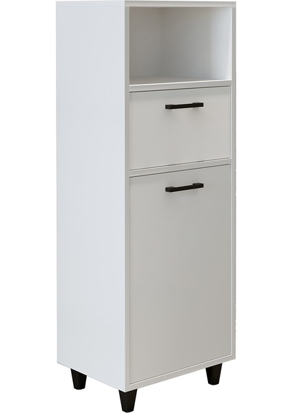 Çamaşır Sepetli Banyo Dolabı, Çok Amaçlı Çekmeceli Dolap 45 cm