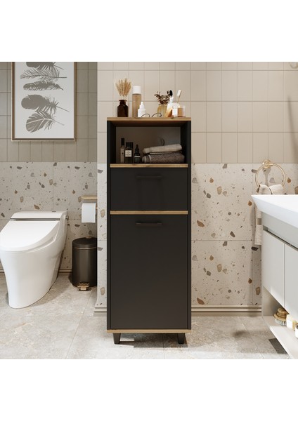 Çamaşır Sepetli Banyo Dolabı, Çok Amaçlı Çekmeceli Dolap 45 cm modelleri