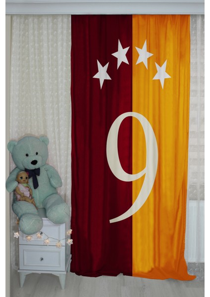Taraftar Sarı Kırmızı Çocuk Odası Fon Perde
