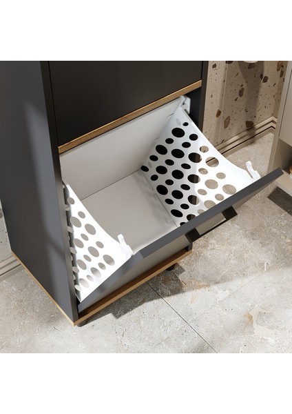 Çamaşır Sepetli Banyo Dolabı, Çok Amaçlı Çekmeceli Dolap 45 cm indirimleri
