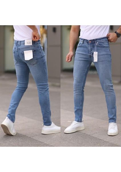 Erkek Likralı Slim Fit Jean-Kot Pantolon