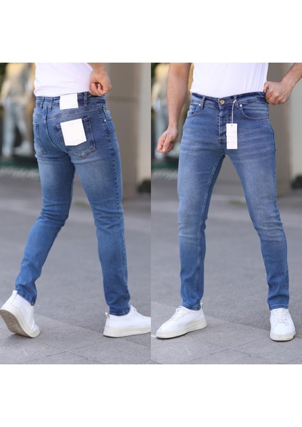 Erkek Likralı Slim Fit Jean-Kot Pantolon