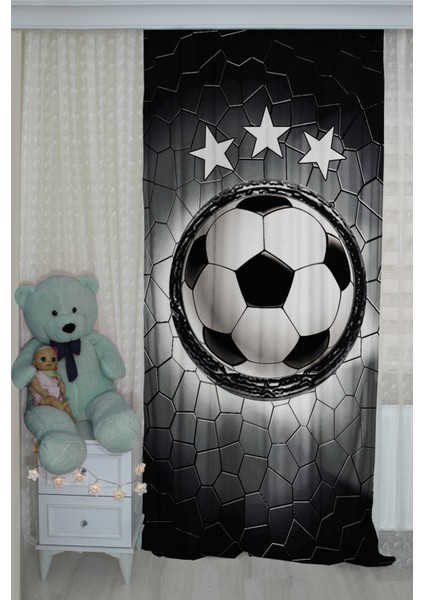 Taraftar Siyah Beyaz Çocuk Odası Fon Perde