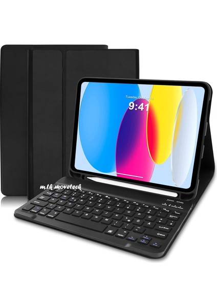 Apple Ipad Air 11 Inç 2024 6.nesil Uyumlu Klavyeli Tablet Kılıf Bluetooth Kalem Bölmeli Standlı M2 Çip