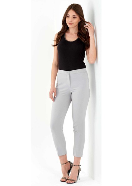 Tolga Saraçoğlu Minimalist Crop Pantolon - Yüksek Bel Dar Kesim