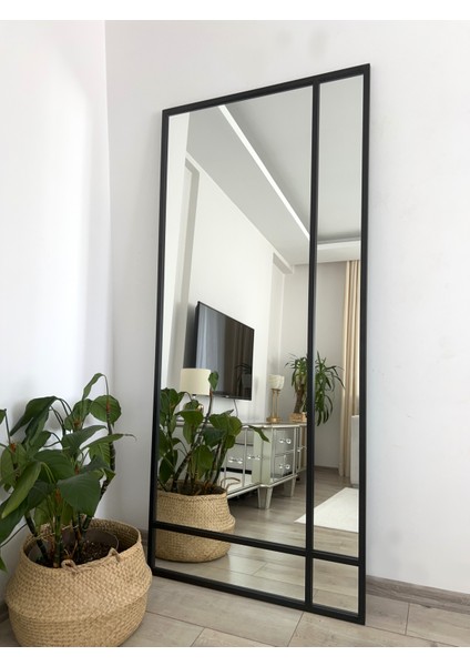 Siyah Metal Çerçeveli 180X80 cm Dekoratif Ayna