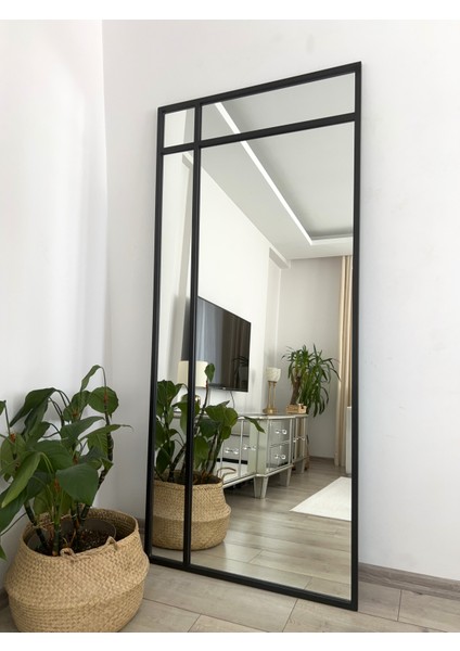 Siyah Metal Çerçeveli 180X80 cm Dekoratif Ayna