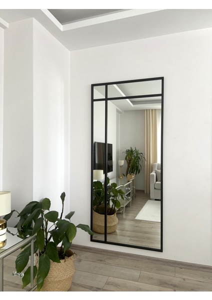 Siyah Metal Çerçeveli 180X80 cm Dekoratif Ayna