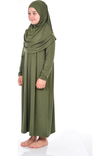 Pratik Çocuk Namaz Elbisesi 8-12 Yaş Haki
