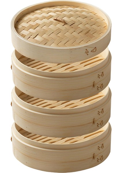 Bambu Sepeti Çörek Buharda Piş Sepeti Tencere Sebze Sum & Bun Dia 27 cm 3 Katmanlı (Yurt Dışından)