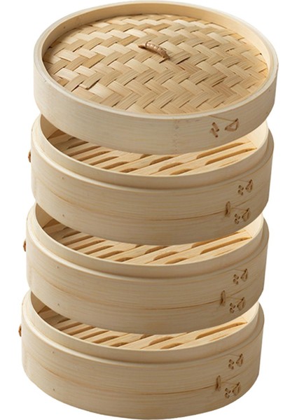 Bambu Sepeti Çörek Buharda Piş Sepeti Tencere Sebze Sum & Bun Dia 27 cm 3 Katmanlı (Yurt Dışından)