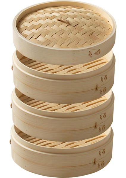 Bambu Sepeti Çörek Buharda Piş Sepeti Tencere Sebze Sum & Bun Dia 27 cm 3 Katmanlı (Yurt Dışından)
