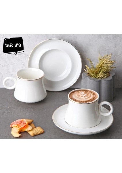 6 Kişilik Porselen Çay Nescafe Fincanı Takımı