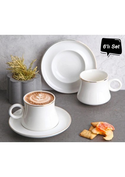 6 Kişilik Porselen Çay Nescafe Fincanı Takımı