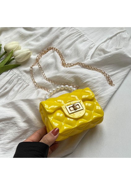 Kadınlar Için Çocuk Taşınabilir Mini Çanta 2024 Yeni Moda Moda Niş Jöle Çanta Yabancı Stil Zincir Crossbody Çanta (Yurt Dışından)