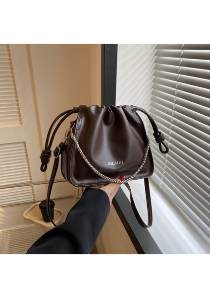 Kore Tarzı Basit Doku Kova Çanta Kadınlar Için 2024 Yeni Stil Moda Ipli Omuz Çantası Rahat Retro Crossbody Çanta (Yurt Dışından)
