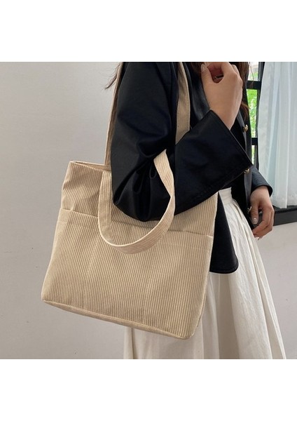 Yeni Kadife Kadın Çantası Tote Kanvas Çanta Taşınabilir Büyük Kapasiteli Batı Tarzı Öğrenci Ders Omuz Yumuşak Çanta Alışveriş Çantası (Yurt Dışından) fiyatları