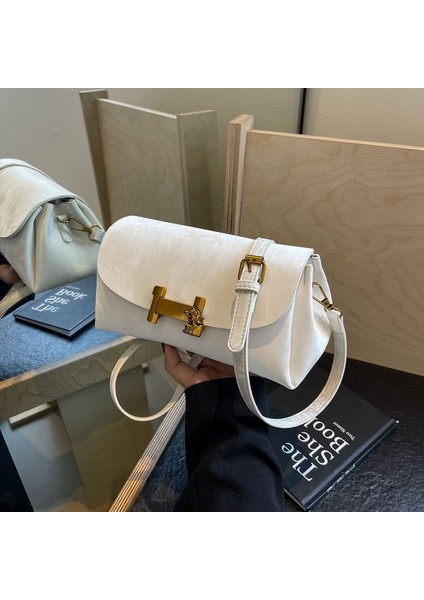Kadınlar Için Üst Düzey Niş Çok Yönlü Deri Kadife Çanta 2024 Moda Banliyö Omuz Çantası Bahar Yeni Stil Crossbody Çanta (Yurt Dışından)