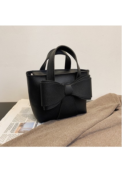 Sonbahar Yeni Stil Taşınabilir Kova Kadın Çantası Kore Tarzı Retro Doku Küçük Çanta Kadın Moda Yay Küçük Kare Çanta (Yurt Dışından)