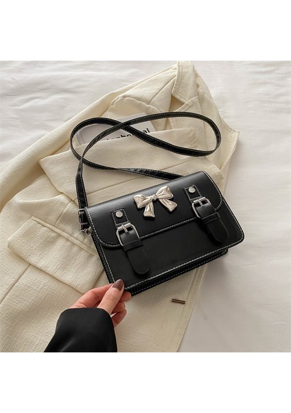 Kadınlar Için Kontrast Renk Koltuk Altı Çantası 2024 Yeni Kore Tarzı Moda Crossbody Cambridge Çantası Sevimli Batı Tarzı Yay Omuz Çantası (Yurt Dışından)