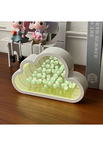 Lale Bulut Ayna Yaratıcı Gece Lambası El Yapımı Dıy Sevgililer Günü Hediyesi Kızlar Için USB Plug-In Atmosfer Lambası (Yurt Dışından)
