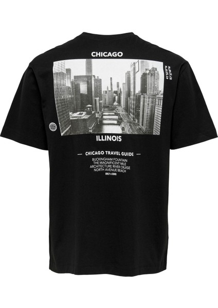 Erkek Sırt Baskılı Relax Fit T-Shirt - 22022669
