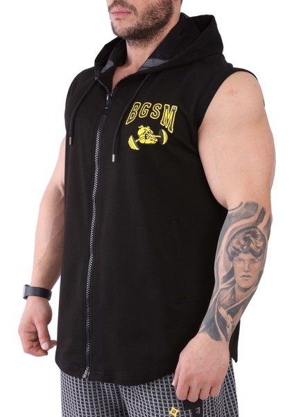 Erkek Fitness Bodybuilding Kapşonlu Yelek Siyah Big Sam 3625 fiyatları