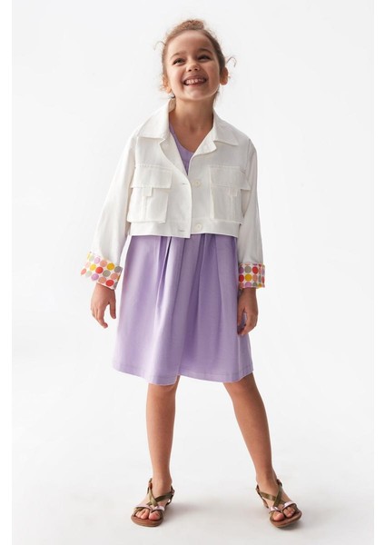 04-08 Yaş Kız Çocuk Ekru Renk Başak Ceket modelleri