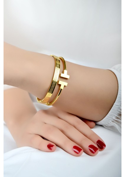 Grekli & T Kelepçe Ikili Kombin 22 Ayar Altın