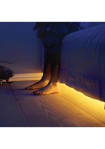 12V Yüksek Parlaklık 4040 Şerit LED Tak Çalıştır Hazır Set, 2 Metre Amber, Çıt Çıt Aç-Kapa Anahtar ve Adaptör Dahil, Gizli Aydınlatma, Mutfak, Tezgah, Dolap İçi ve Ayna İçin