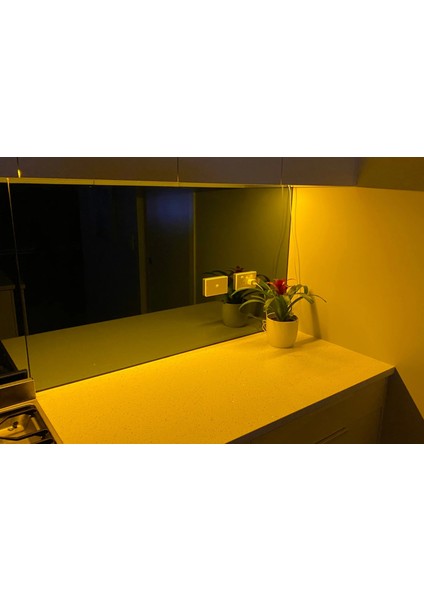 12V Yüksek Parlaklık 4040 Şerit LED Tak Çalıştır Hazır Set, 2 Metre Amber, Çıt Çıt Aç-Kapa Anahtar ve Adaptör Dahil, Gizli Aydınlatma, Mutfak, Tezgah, Dolap İçi ve Ayna İçin
