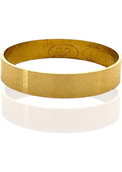 22 Ayar Kibrit Çöpü Düz 4 mm Altın Alyans Yüzük