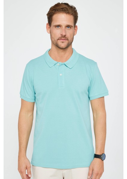 Erkek Polo Yaka Slim Fit Düz Pamuk Pike Mint Tişört fiyatları